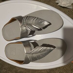 Aldo Silver Leaf Embellished Sandals